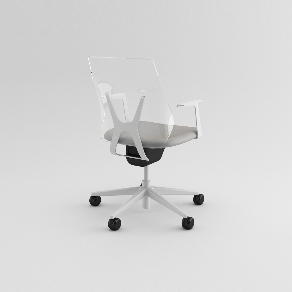 Sedia Girevole Con Rotelle FNZIR - Altezza Regolabile 45-60 Cm, Schienale Basso, Bianco - Foto 5